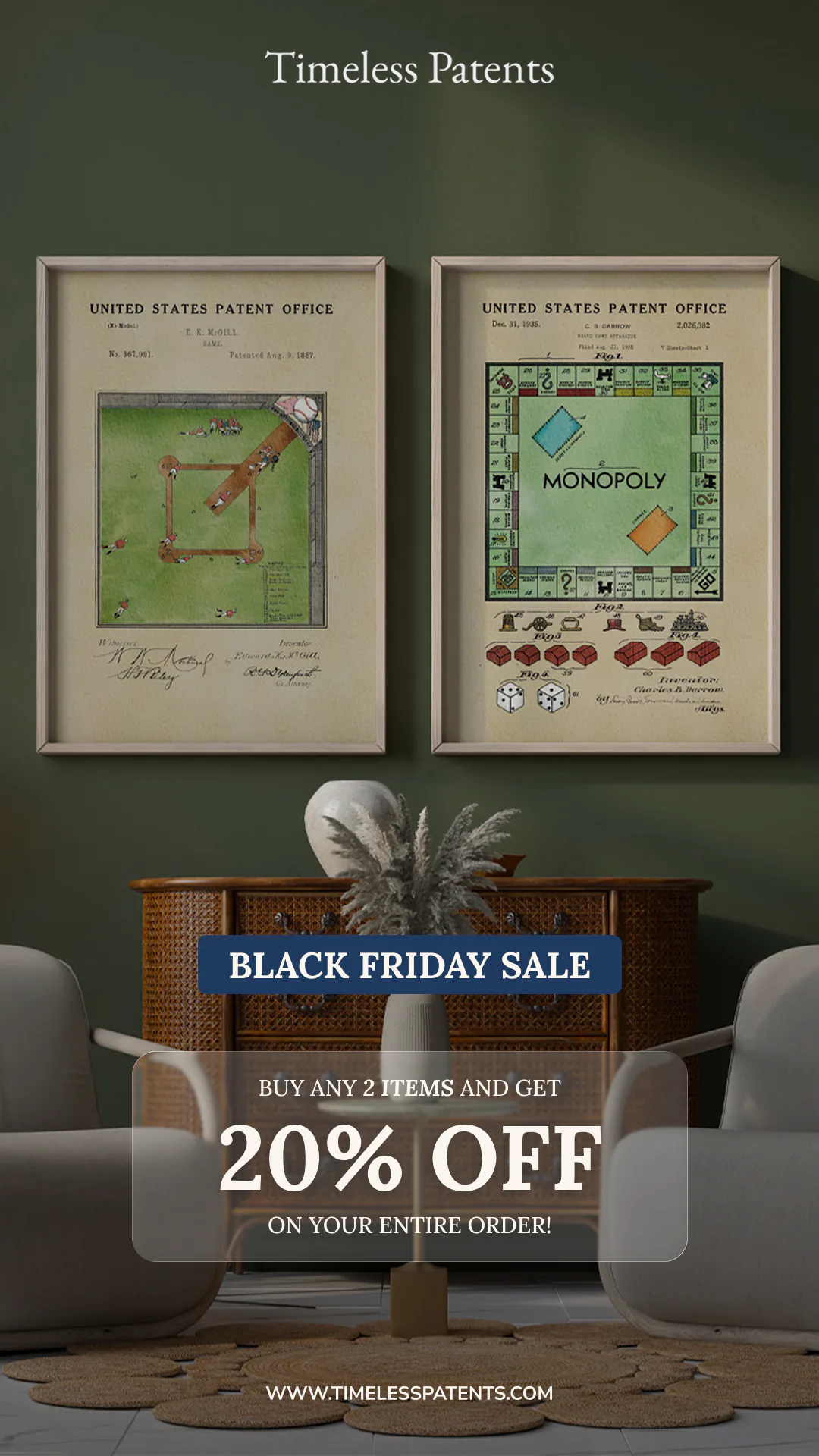 Timeless Patents Black Friday room creative